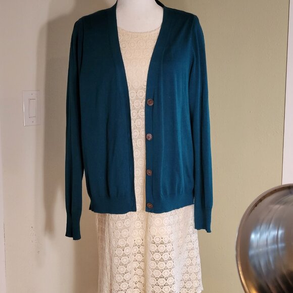 Blue Sky Clothing Co. Deep Teal Button Cardigan – Ocean Drift Softness - Picture 2 of 5